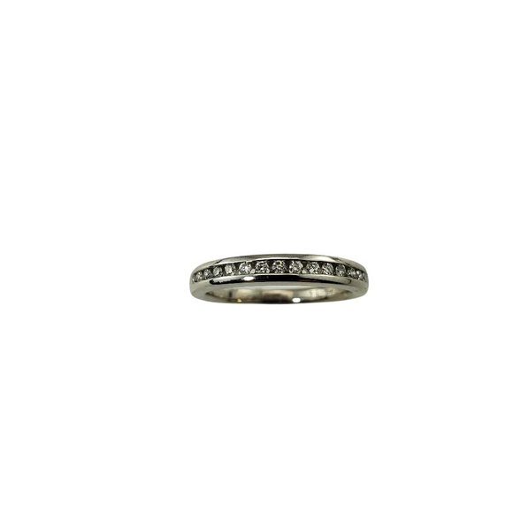 Vintage 14 Karat White Gold and Diamond Wedding Band Ring Size 5 #10414 - Picture 1 of 7